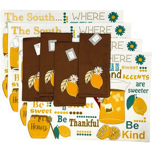Great Finds Placemats and Napkins Simply Southern Set 4 Sweet Tea Lemons Daisies